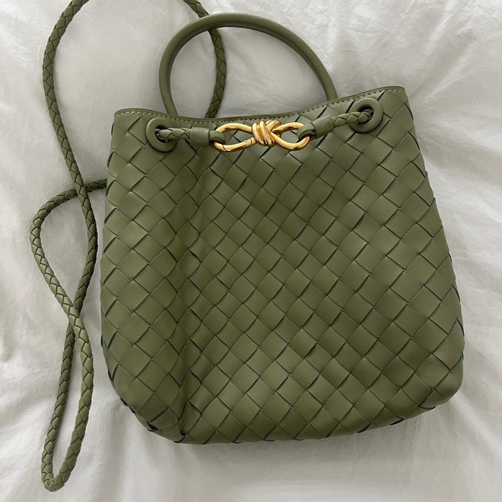 Green Woven Leather Bag